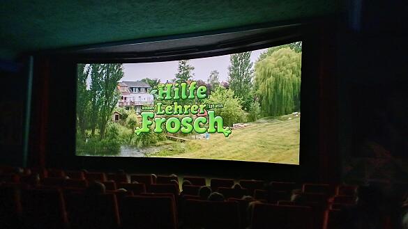 Die Kinder der Schule am Alten Postweg im Kino beim Schauen des Films